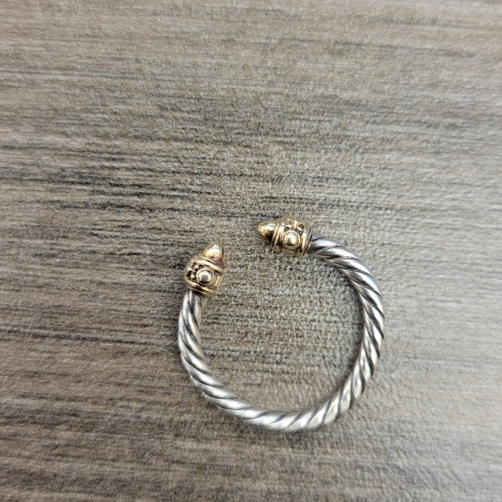 David Yurman Sz 6 Silver 14k Gold Renaissance Ring With Diamonds 2.3mm Wide - Picture 3 of 8